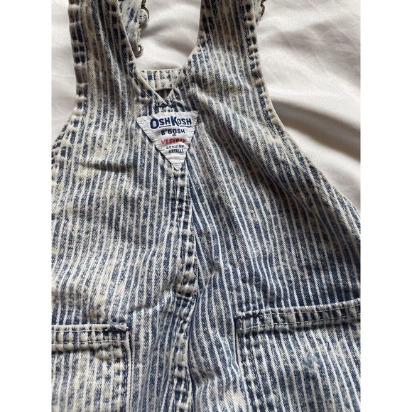 Oshkosh Vintage Train Railroad Overalls Acid Wash Striped Vestbak 24 Mo USA - Picture 10 of 14